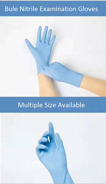 Luvas de exame de nitrilo azul